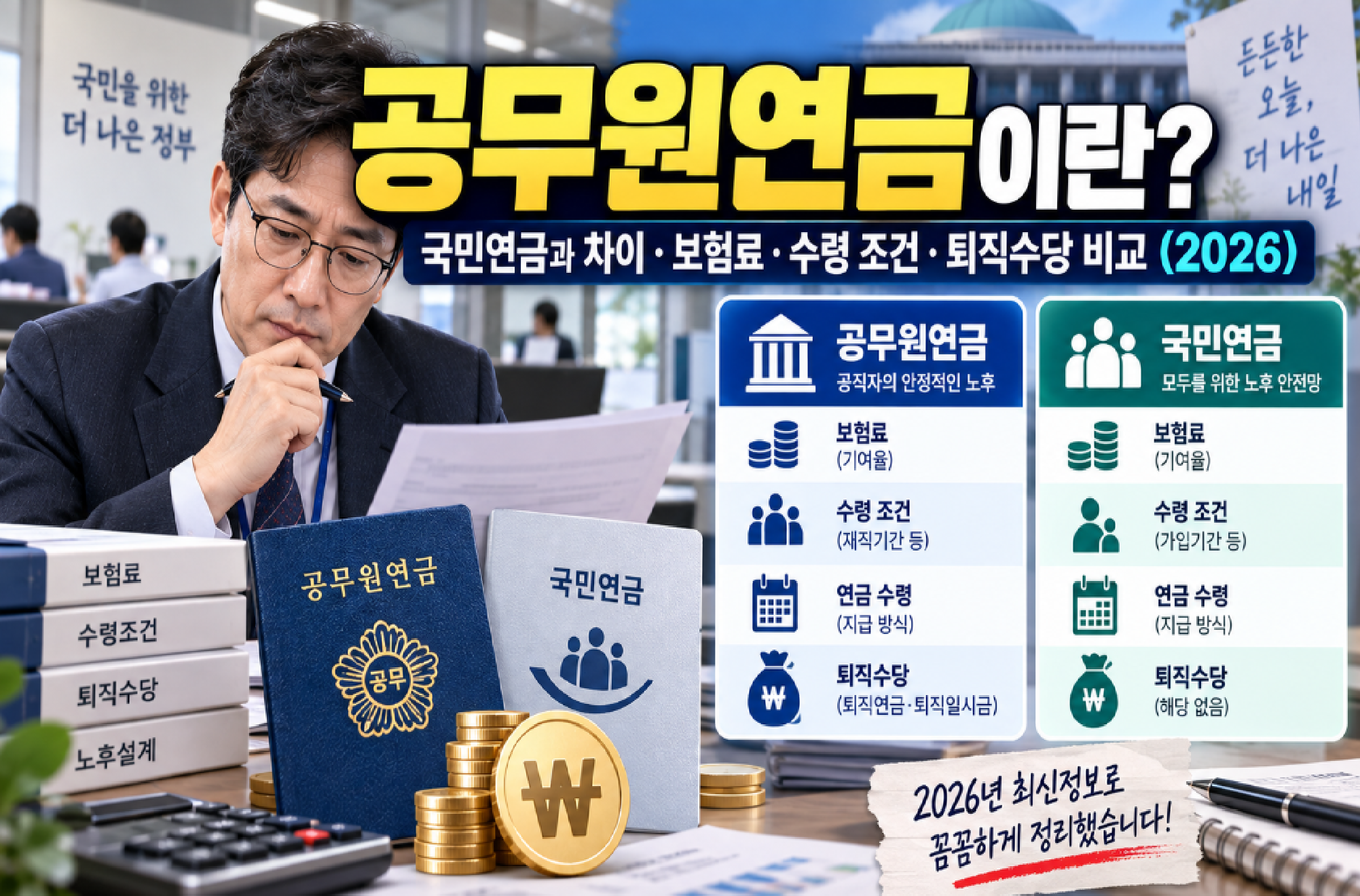 공무원연금과 국민연금 차이점